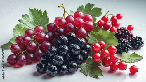 Assorted edible fruits and berries close-up shot