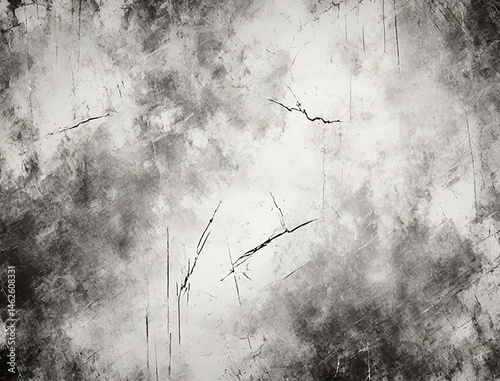 Abstract grunge black and white distressed texture background. Rustic cracked texture with many cracks and scratches.. Graphic illustration with transparent background.