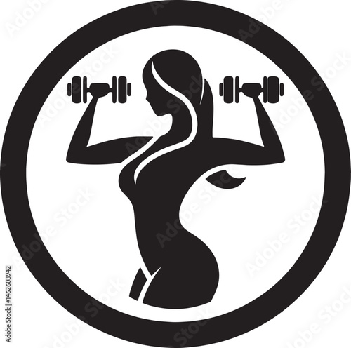 Fit woman performing kneeling dumbbell press exercise.