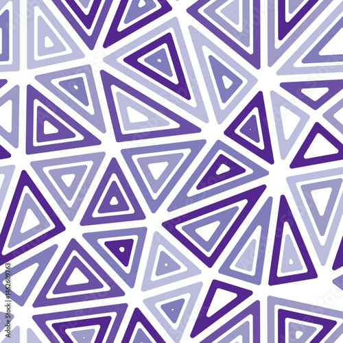 Abstract vector background. Multiple repeated inner triangles. Big shape size. Multicolored style. Seamless pattern. Classy vector tiles. Creative vector illustration.