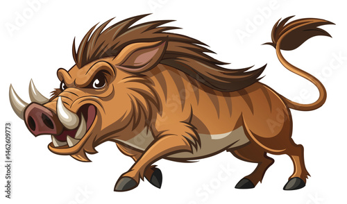 Aggressive Warthog Charging at Full Speed