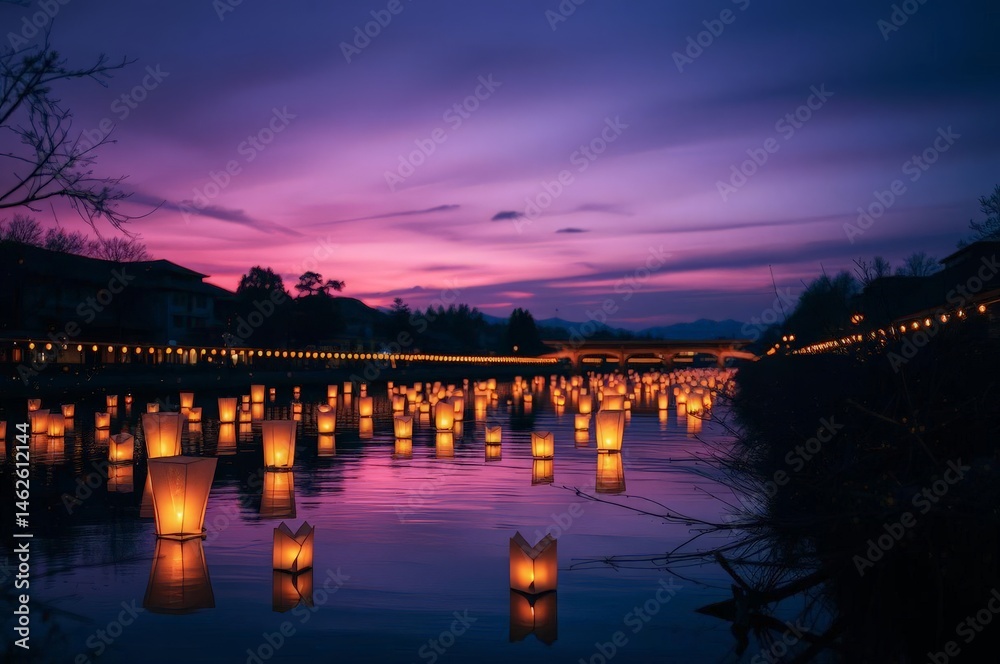 Serene Obon Festival at Dusk