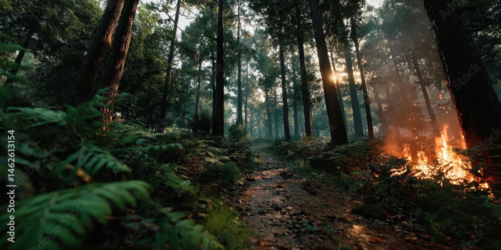 Fototapeta premium Devastating Forest Fire Ignites Natural Fury