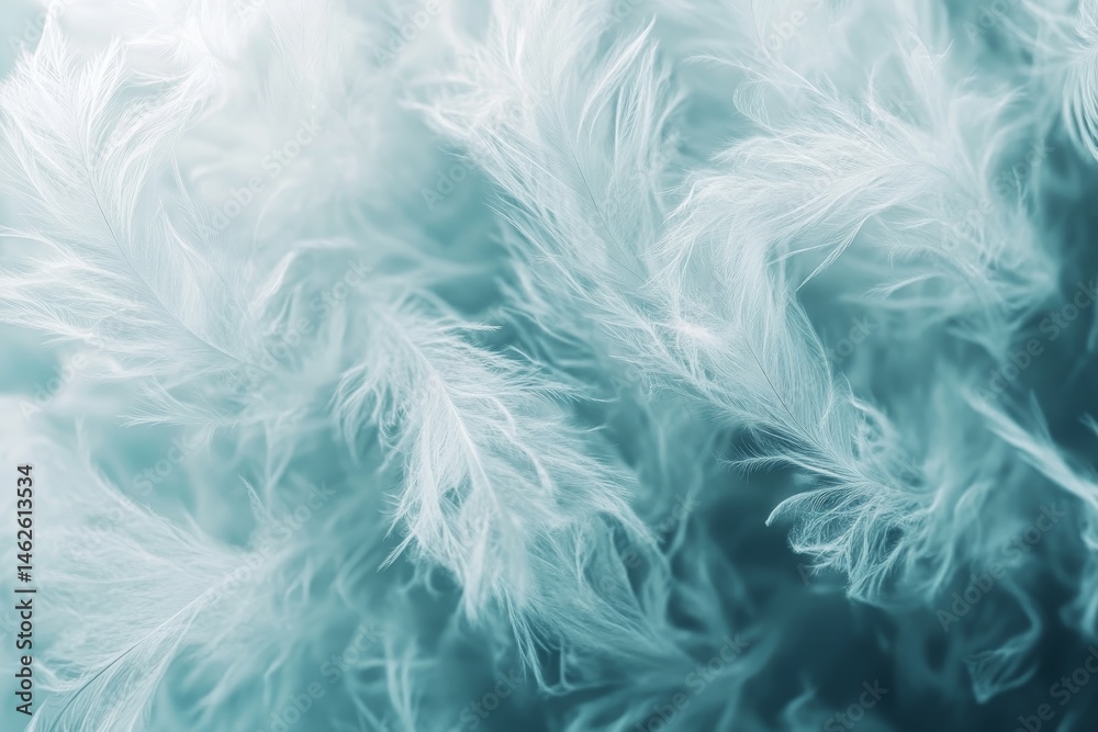 Obraz premium Delicate, ethereal feather textures in muted blues and whites.