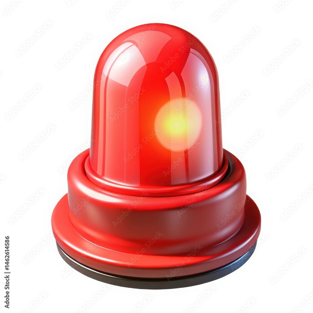 Red Emergency Siren Icon – 3D Alarm Light Illustration Red Emergency Siren Icon – 3D Alarm Light Illustration