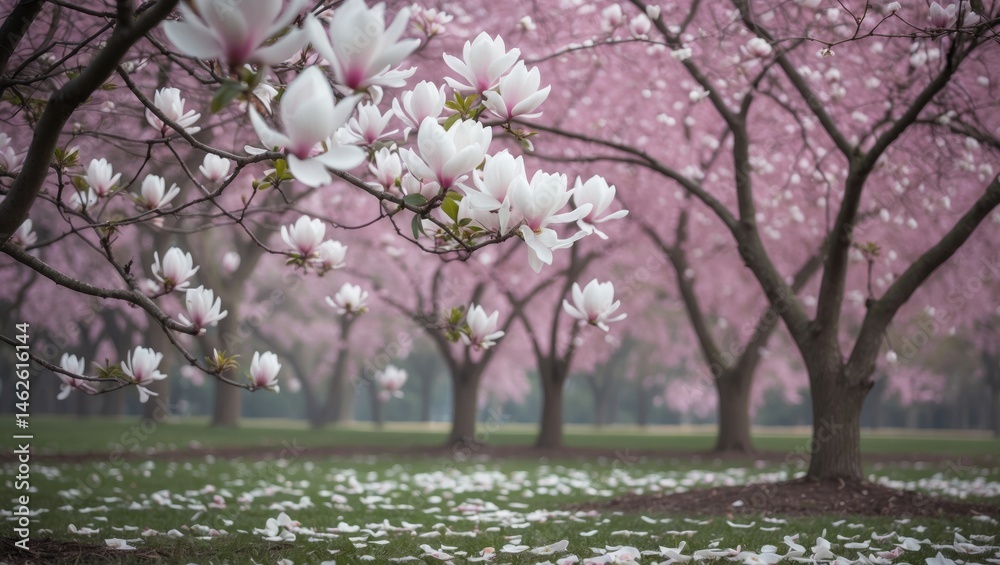 Fototapeta premium Springtime tree with pink and white flowers