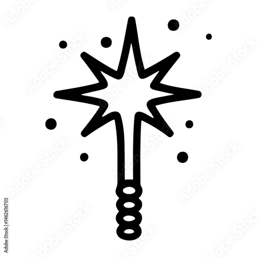 Magic wand with sparkles illustrating enchantment  