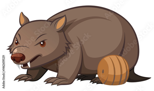 Wombat in Low Stance with Barrel Body Tensed