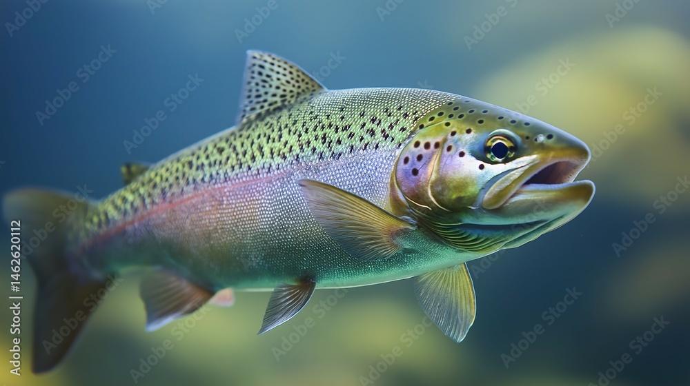 Trout swimming in a clear river, a peaceful moment in nature's aquatic harmony Trout swimming in a clear river, a peaceful moment in nature's aquatic harmony