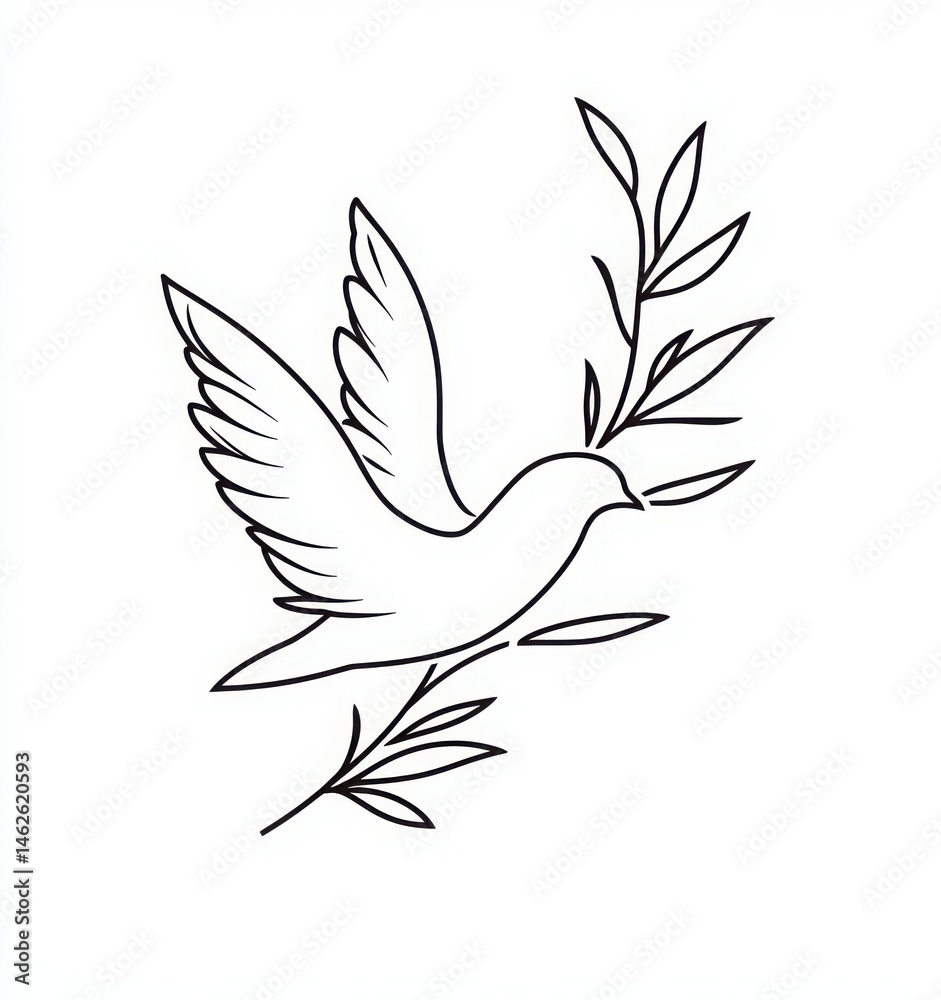 Obraz premium dove and olive branch minimal line art logo vector on white background. international day of living together in peace