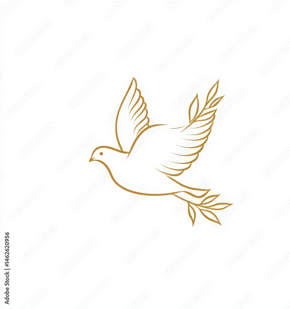 Obraz premium dove and olive branch minimal line art logo vector on white background. international day of living together in peace