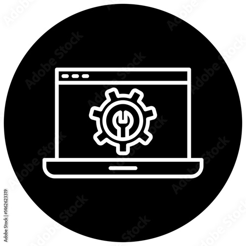 Repair System Black Circle Icon, Repair System Icon – Tools, Maintenance, Technical Support, Fix Services Symbol
