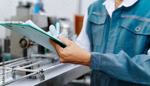 A worker checking and recording the product's condition