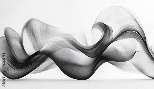 Abstract flowing lines, grey and black.  Dynamic curves create a sense of movement.  Soft, ethereal texture