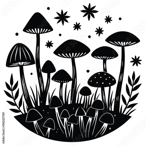 vector illustration of mushrooms