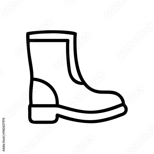 Icon of a boot for work and construction, signifying protection and safety. A concept for industry, manufacturing, building, and hazardous areas on transparent background.
