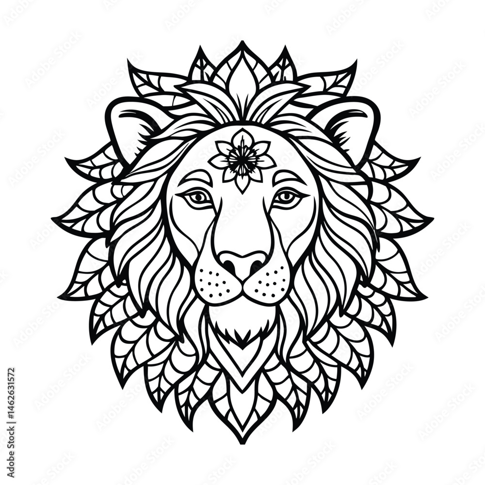 Obraz premium lion head vector illustration silhouette