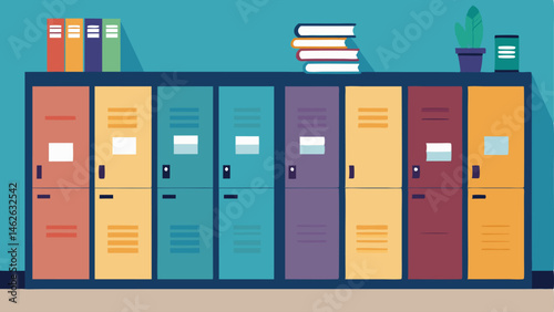 A wall of lockers where students can store their belongings while studying in the library.