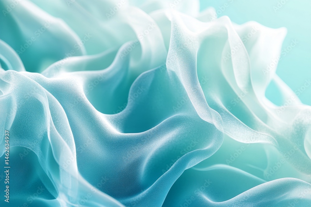 Fototapeta premium Soft, flowing fabric drapes in cool, pastel hues.