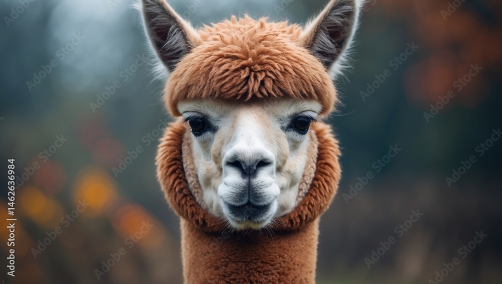 Obraz premium Nature scene featuring a close-up of a redhead alpaca's head