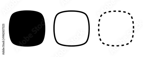 set of Unique bloated square shape vector, Rounded corner bloated square design	with transparent background png