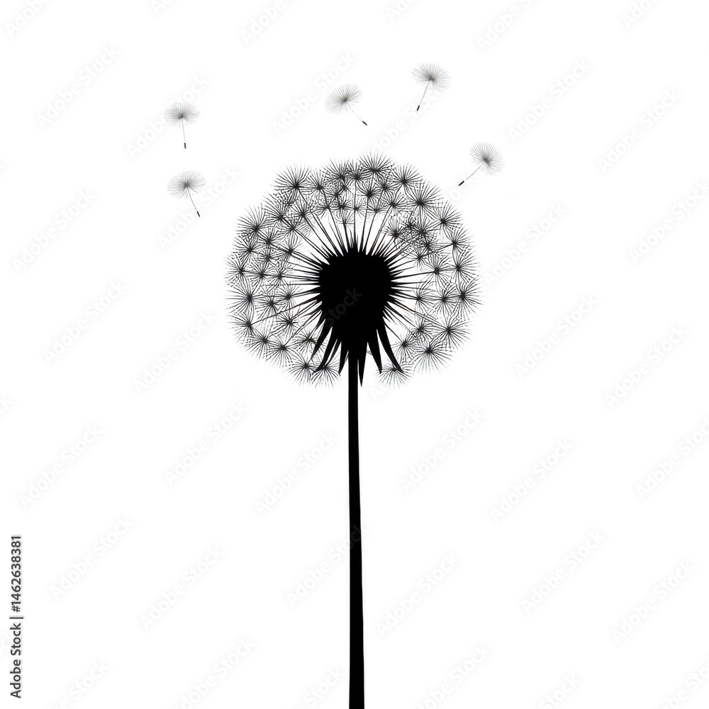custom made wallpaper toronto digitalDandelion with seeds blowing in wind, symbolizing freedom and change. delicate white seeds are captured mid flight against clear background