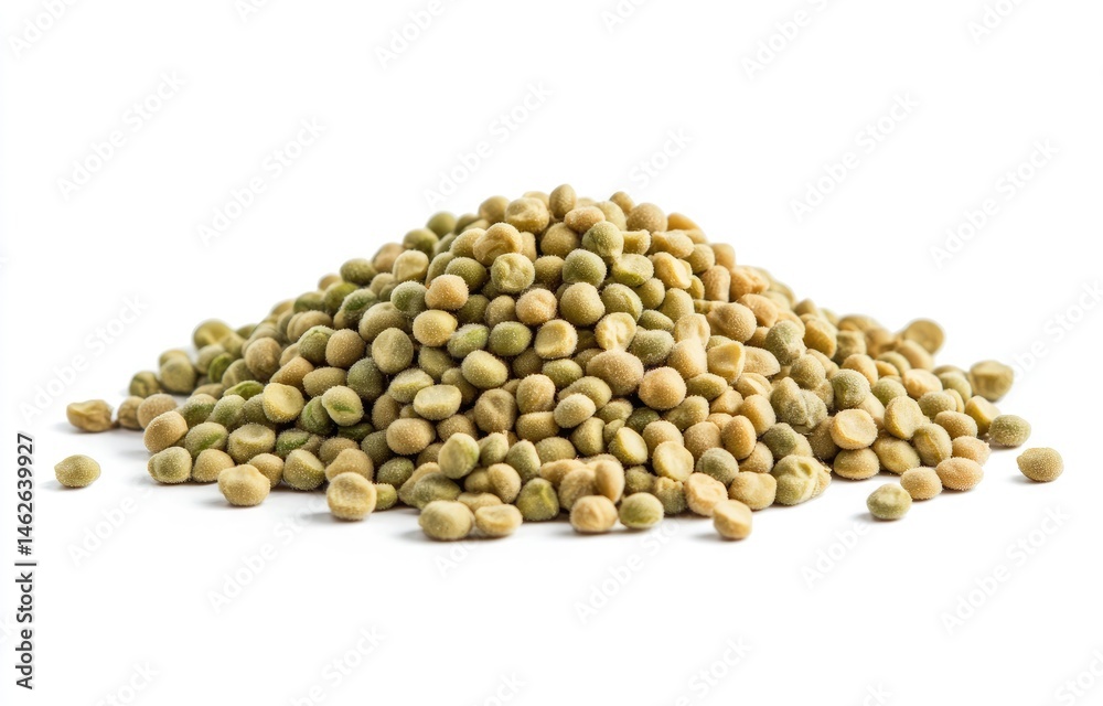 Pile of small, light green peas, tightly clustered, against a white background. They are whole and appear dry, with a slightly bumpy texture Pile of small, light green peas, tightly clustered, against a white background. They are whole and appear dry, with a slightly bumpy texture