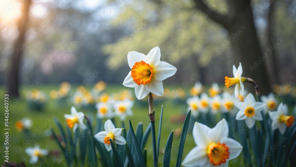 Fototapeta premium Seasonal narcissus and spring blooms in the garden