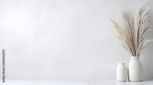 Minimalist home decor, neutral color palette, simple vase arrangement