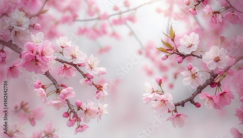 Pink and white sakura flower design for spring-themed banner or template