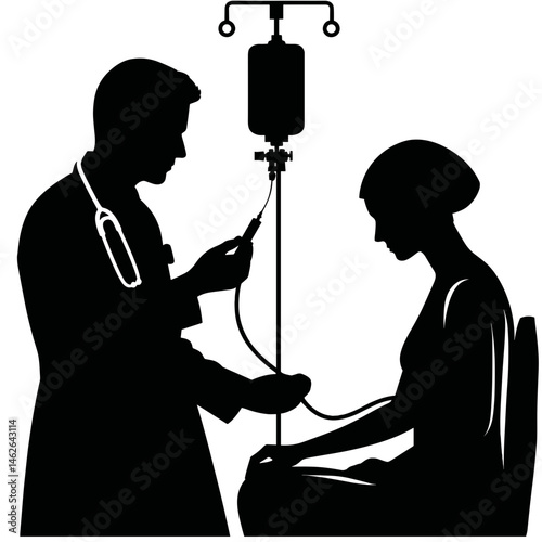 Healthcare professional administering IV to patient in hospital setting