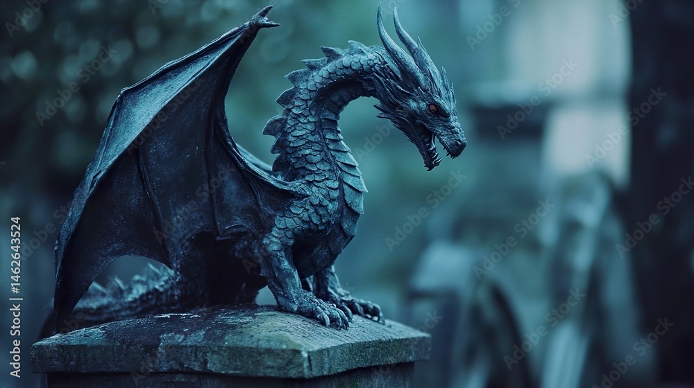 Fototapeta premium Dark Dragon Sculpture