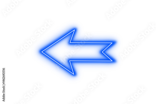 Free Download Bright blue color neon light arrow pointing left with glowing effect on transparent background for stylish designs - GFXLoad