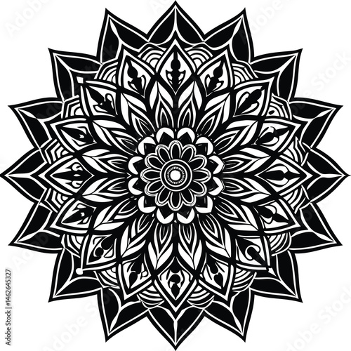 black and white mandala