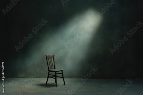 Empty chair in spotlight