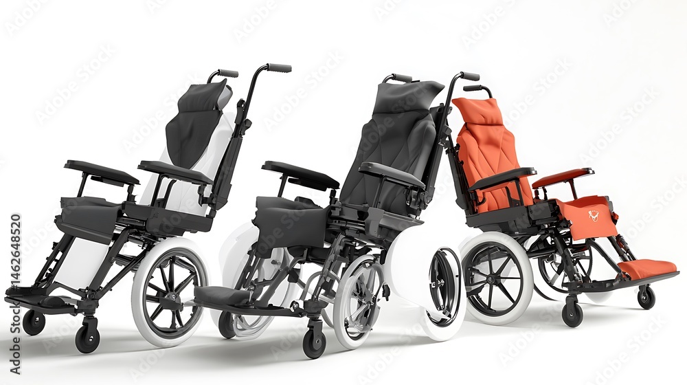 Fototapeta premium Three wheelchairs with studio shot.