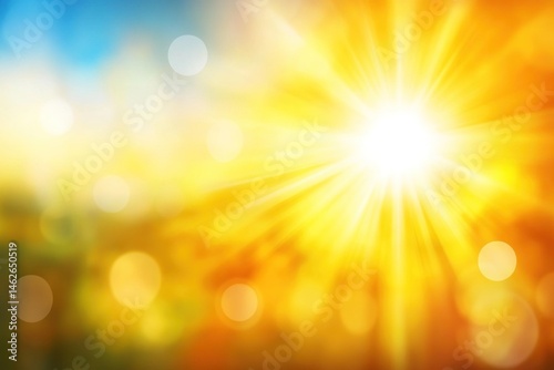 Bright summer sun rays over blurred autumn landscape.  Perfect for backgrounds