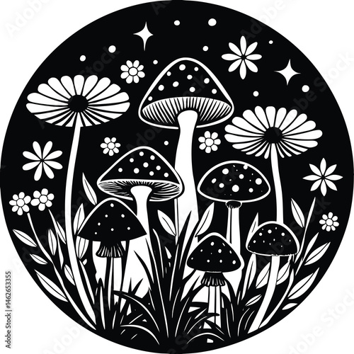 vector illustration of mushrooms