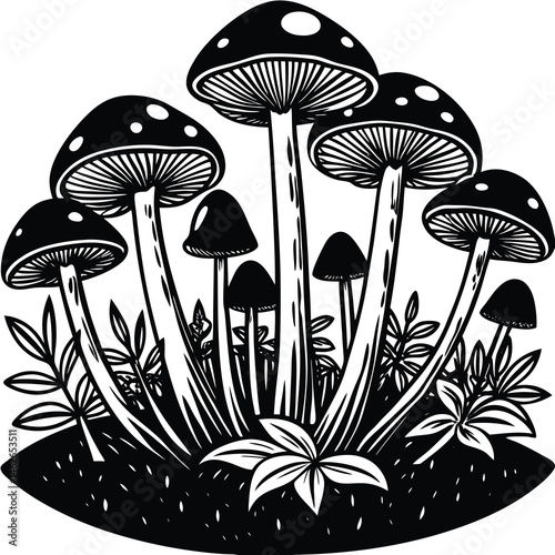 vector illustration of mushrooms