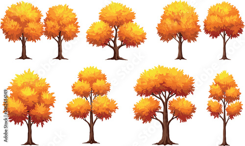 vector of autumn tree for landscape scene,watercolor plant for architecture drawing, environment and garden,botanical elements