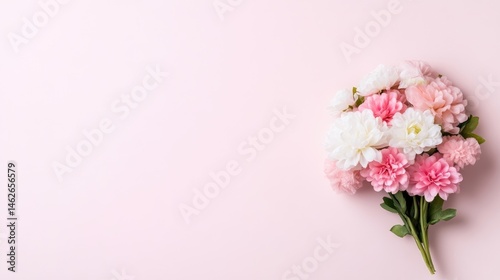 Wallpaper Mural A bouquet of pink and white flowers arranged on a soft pink background, elegant floral composition with delicate petals, and minimalist aesthetic. Torontodigital.ca