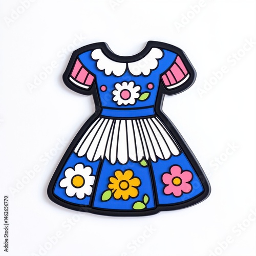 Obraz na płótnie Colorful Dress with Floral Design and Decorative Details on White Background w salonie