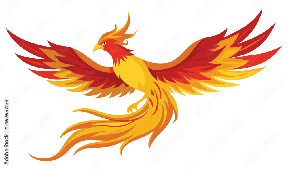 Obraz premium Majestic Phoenix Fawkes Aflame in Flight
