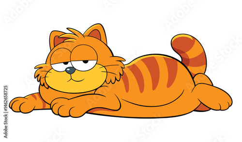 Lazy Garfield Sprawled with Classic Expression