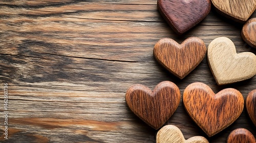 wooden heart on wood background