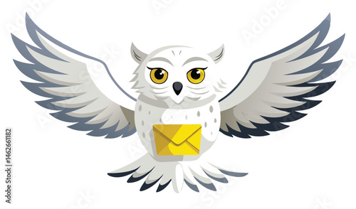 Hedwig the Snowy Owl with Wings Spread Wide