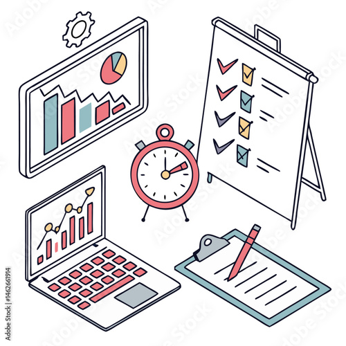 vector illustration of business graphs and charts