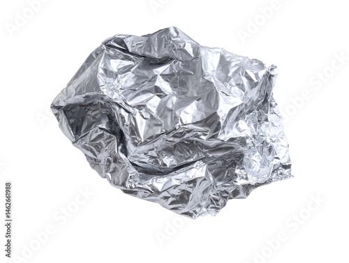 crumpled aluminum foil sheet isolated on transparent background