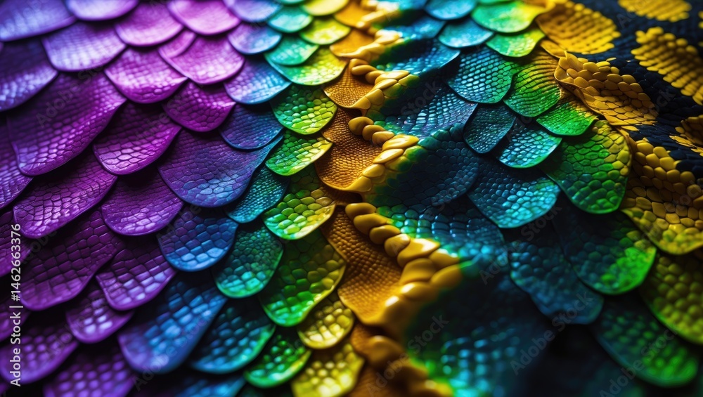 Obraz premium Background featuring rainbow-colored snakeskin texture and pattern
