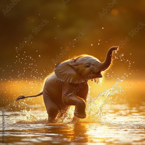 elephant at sunset
